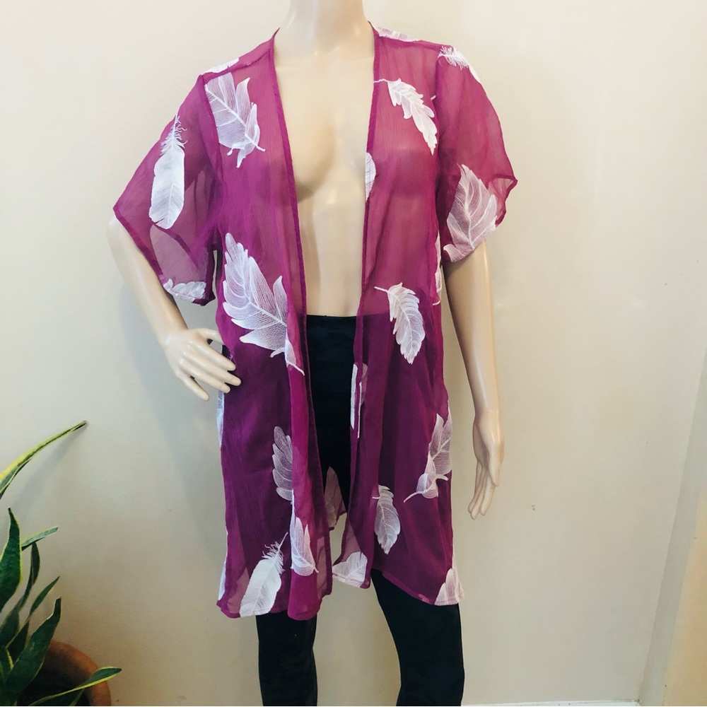 Forever 21 + Plus size 0X Feather Kimono cover-up